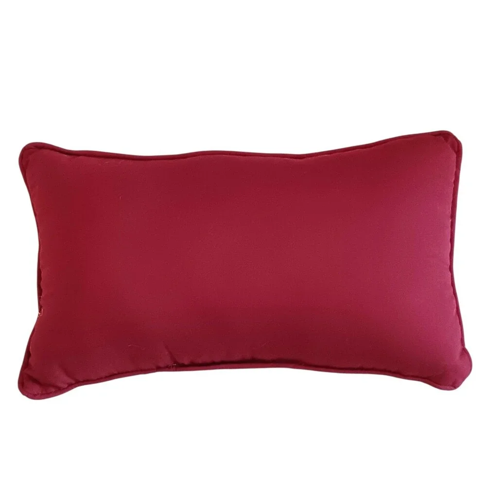 Cardinal Embroidered Lumbar Pillow Off White Green & Red Berries Holiday 18x12